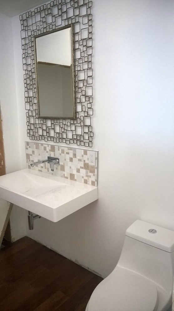 ADM Bathroom Rectangular Ramped Wall Mounted Sink, White, 39" DW101