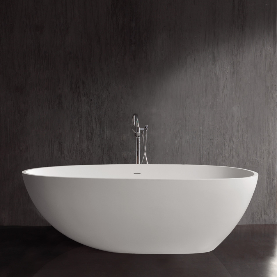 ADM Bathroom Round Freestanding Bathtub, White, 70.9" SW158 (71 x 35
