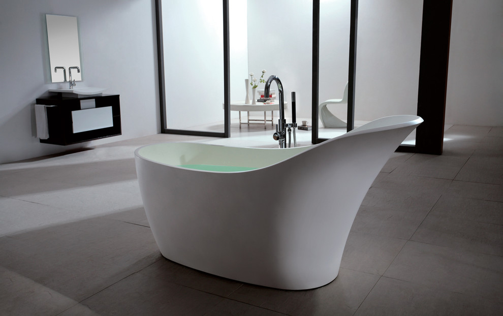 ADM Bathroom Slippered Freestanding Bathtub, White, 66.7" SW137W (67