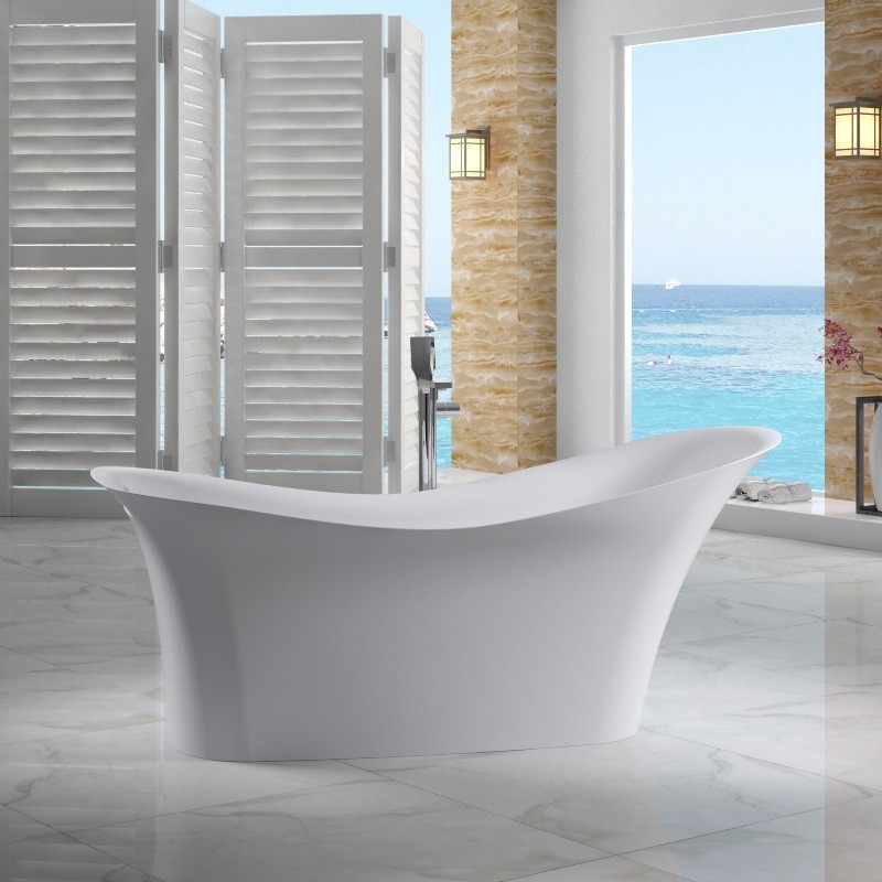 Источник вдохновения для домашнего уюта: большая главная ванная комната в стиле модернизм с отдельно стоящей ванной, белыми стенами и белым полом