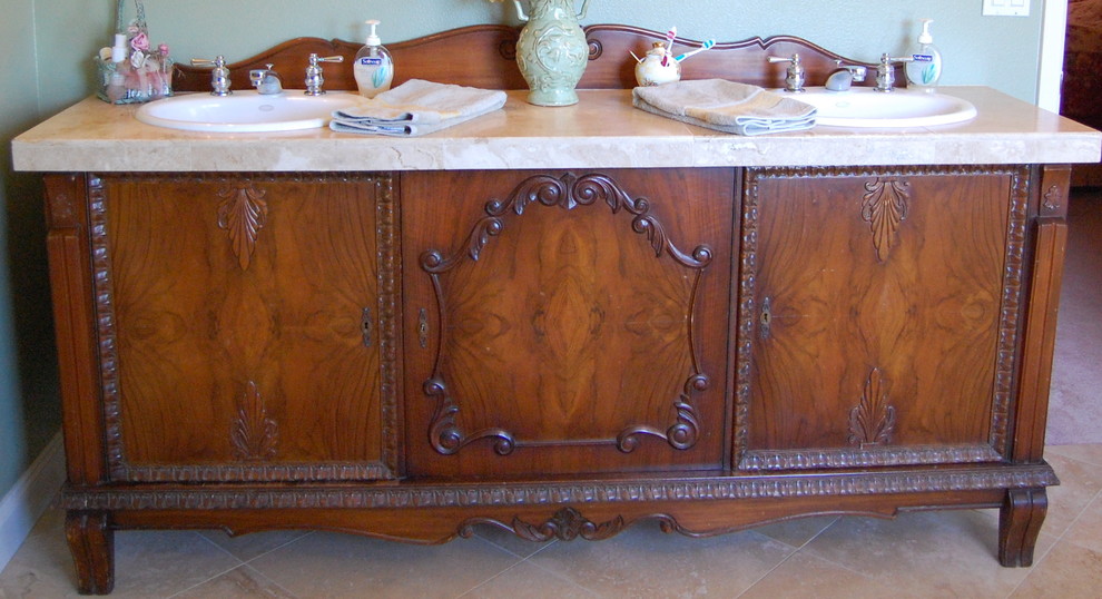 Antique Sideboard Buffet Turned Into Double Sink Vanity Traditional Bathroom Portland By Julie Murray Houzz Antique Sideboard Buffet Turned Into, Buffet Made Into Bathroom Vanity