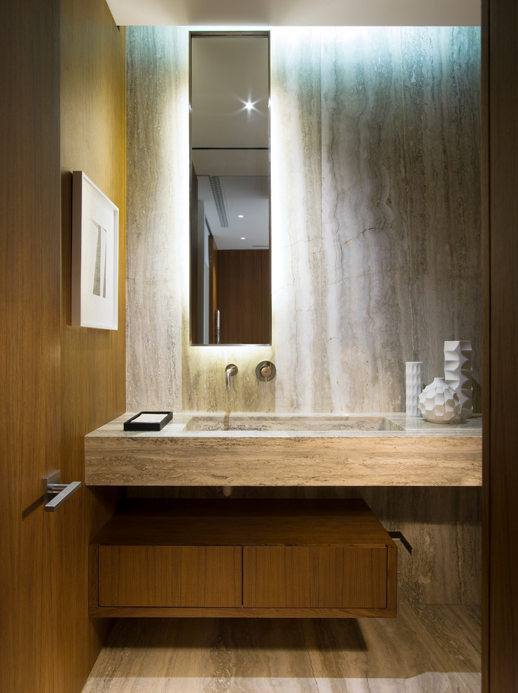 Inspiration for a modern bathroom remodel in Miami