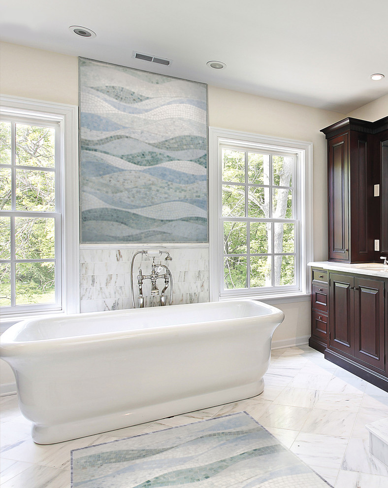 Trendy freestanding bathtub photo in New York