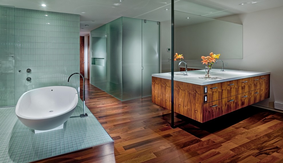 Inspiration for a contemporary freestanding bathtub remodel in San Francisco