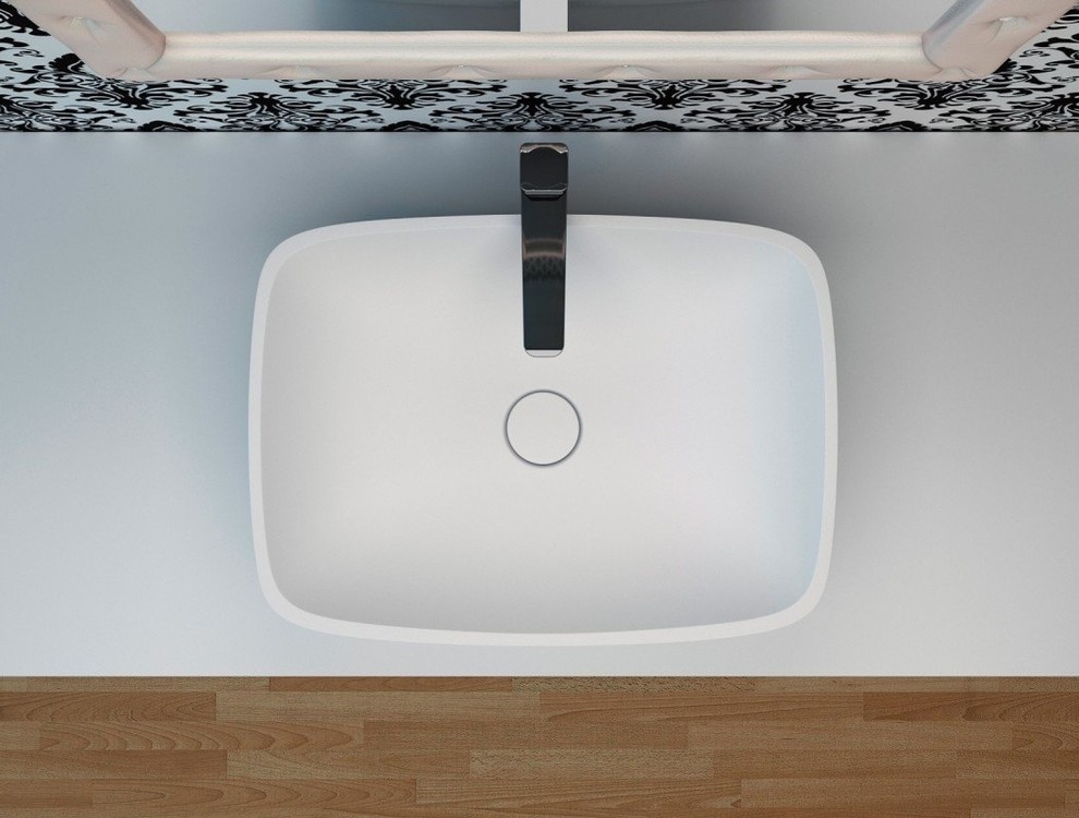 Esempio di una stanza da bagno padronale minimalista di medie dimensioni con lavabo a bacinella