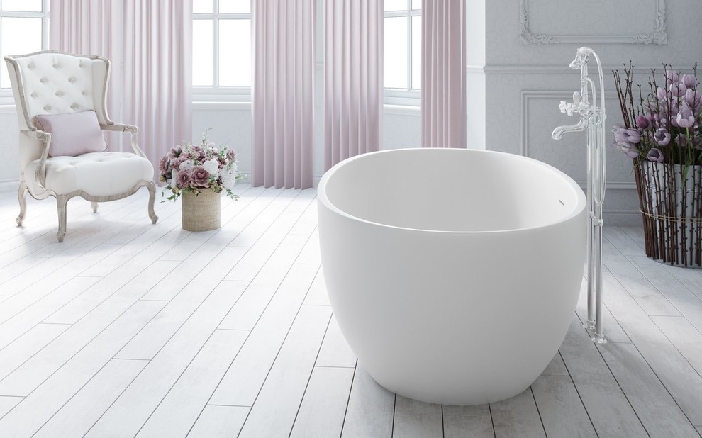 Inspiration for a mid-sized scandinavian master freestanding bathtub remodel in Miami