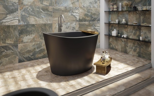 Aquatica True Ofuro Mini Freestanding Stone Japanese Soaking Bathtub