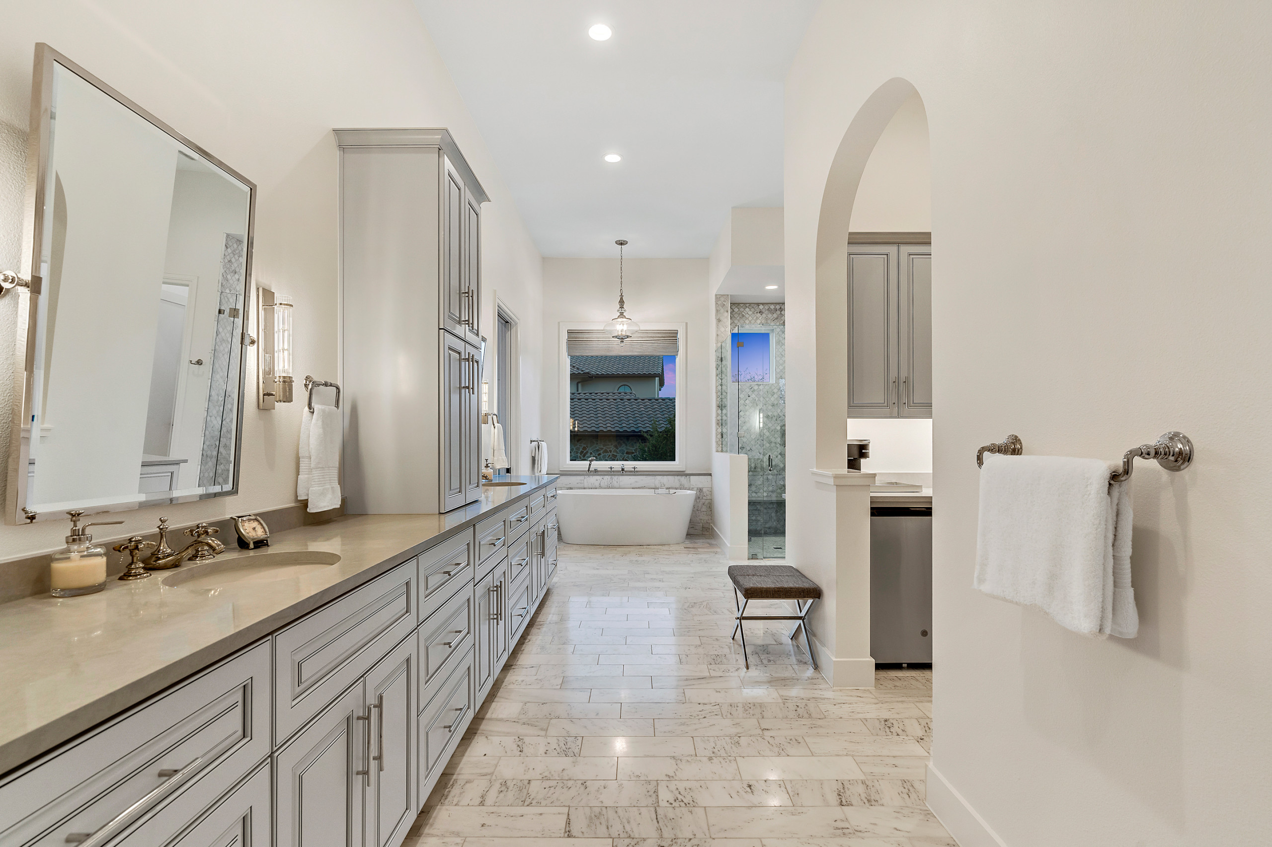 Grey and White Bath Towel by Santa Barbara