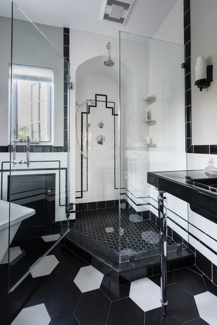 Art Deco Glamour Master Bathroom - Transitional - Bathroom - Providence -  by Cypress Design Co. | Houzz IE