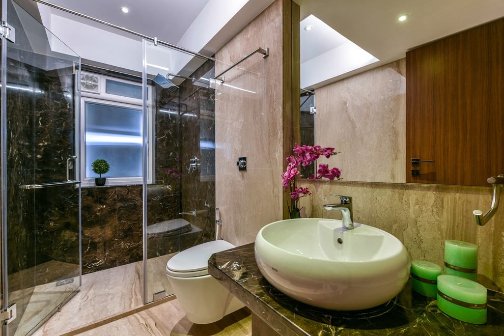 Art Deco Mumbai Apartment Contemporary Bathroom Mumbai by Aum
