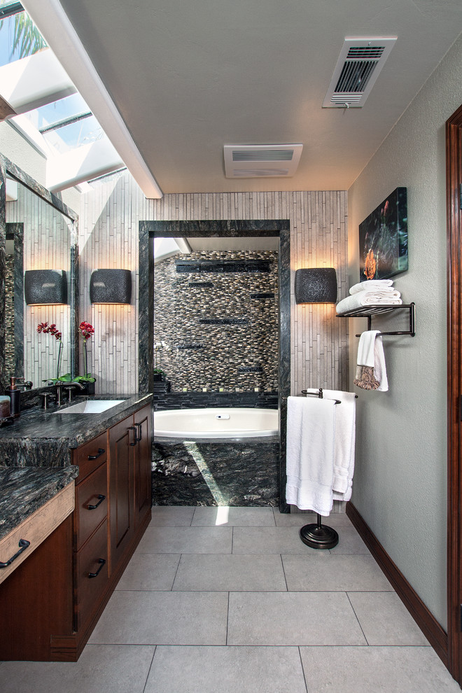 Photo of a world-inspired bathroom in Orange County.