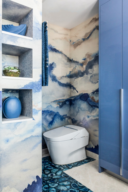 Blue and White Bathroom Paint Ideas: Enhancing with Stylish Cabinets