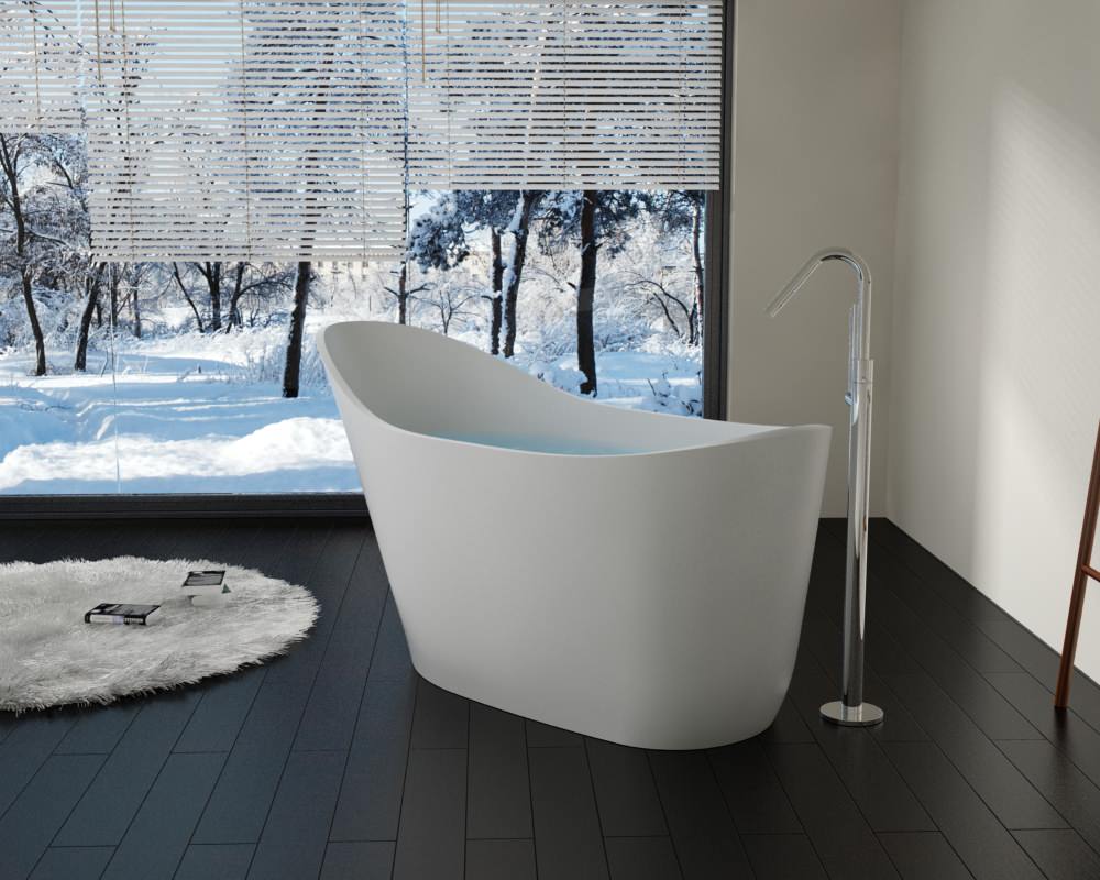 ADM Bathroom Design 75 x 46 Glossy White Stone Resin Bathtub, SW-114-GLOSSY