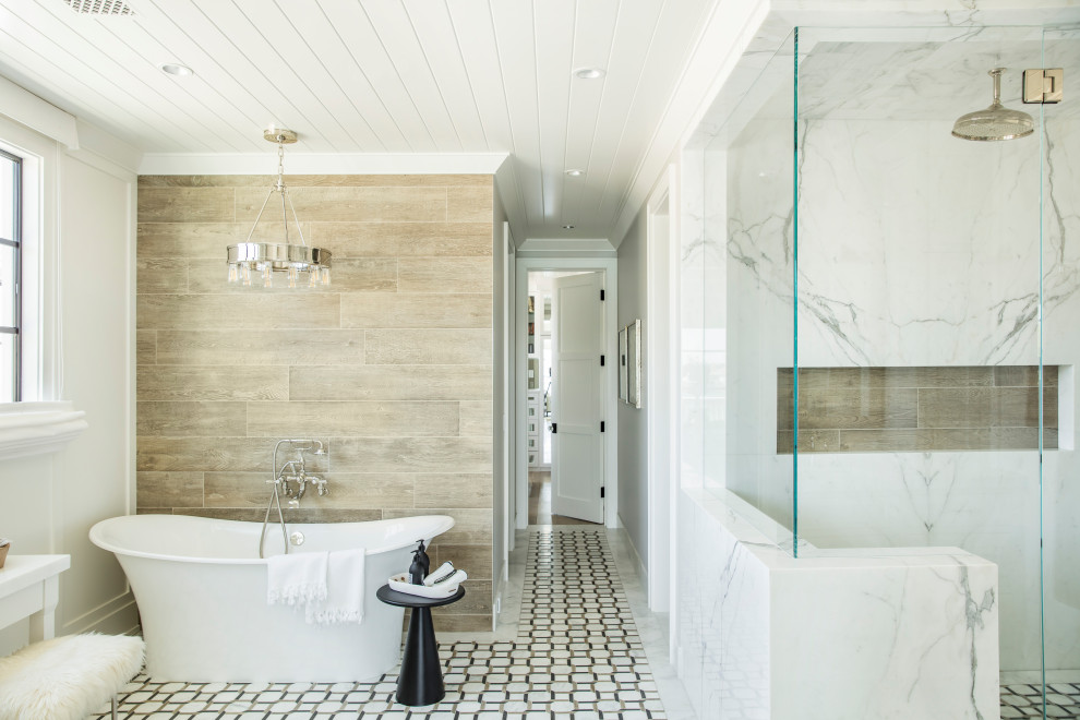 Свежая идея для дизайна: главная ванная комната в морском стиле - отличное фото интерьера