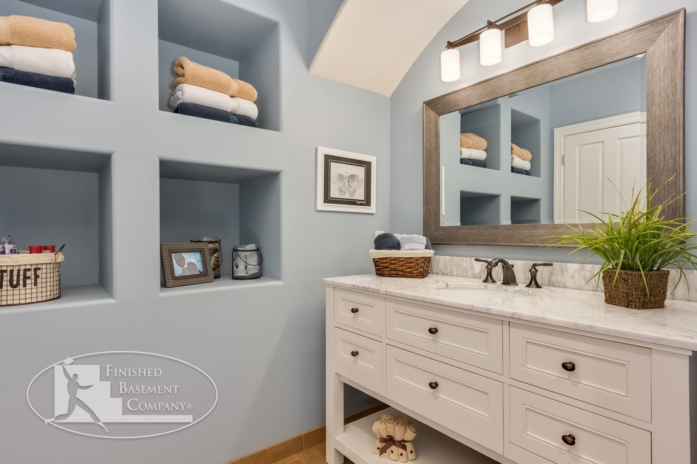 Basement Bathroom Vanity & Shelves Traditional Bathroom