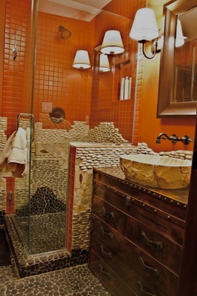 Example of an eclectic bathroom design in Other