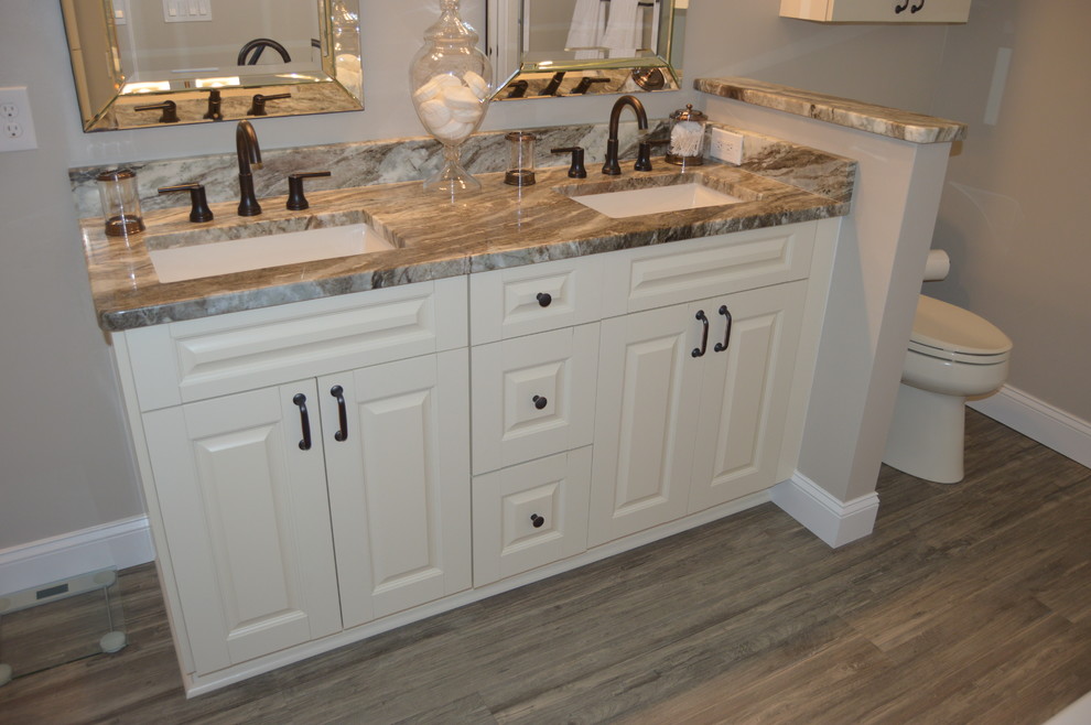 Bath Remodel with Bisque and Fantasy Brown Granite Tops Bathroom Other by