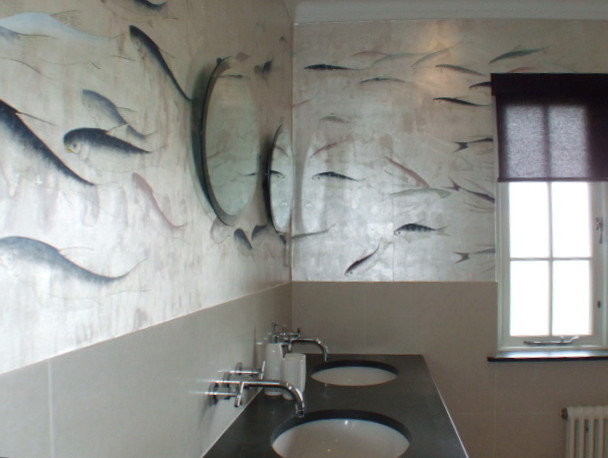 Design ideas for a bohemian bathroom in Hampshire.