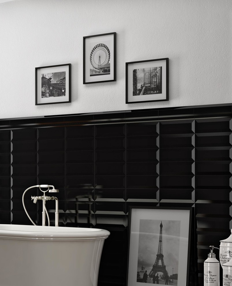 Eclectic black tile and ceramic tile bathroom photo in Seattle