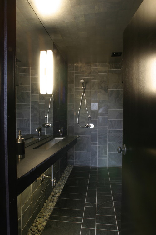 Japanese Style Bathrooms  Japanese Influence with Black Tiles