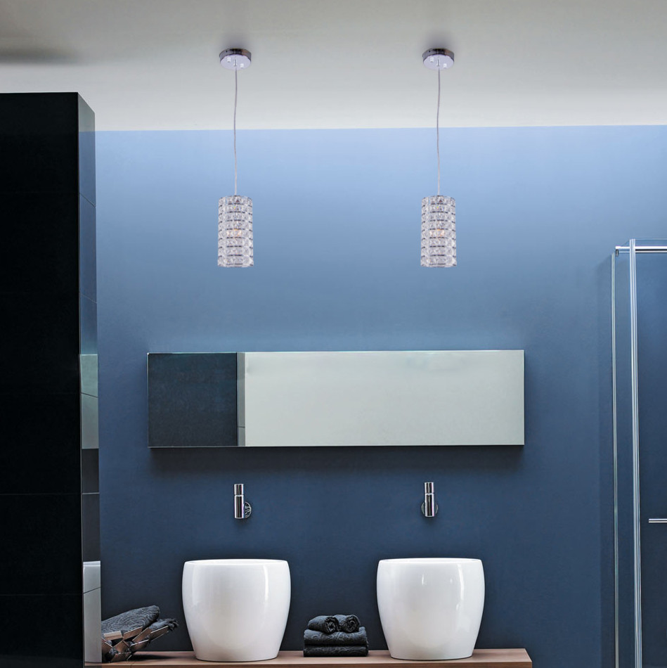 На фото: главная ванная комната среднего размера в современном стиле с настольной раковиной, плоскими фасадами, коричневыми фасадами, столешницей из гранита, угловым душем, биде, черной плиткой, синими стенами и паркетным полом среднего тона с