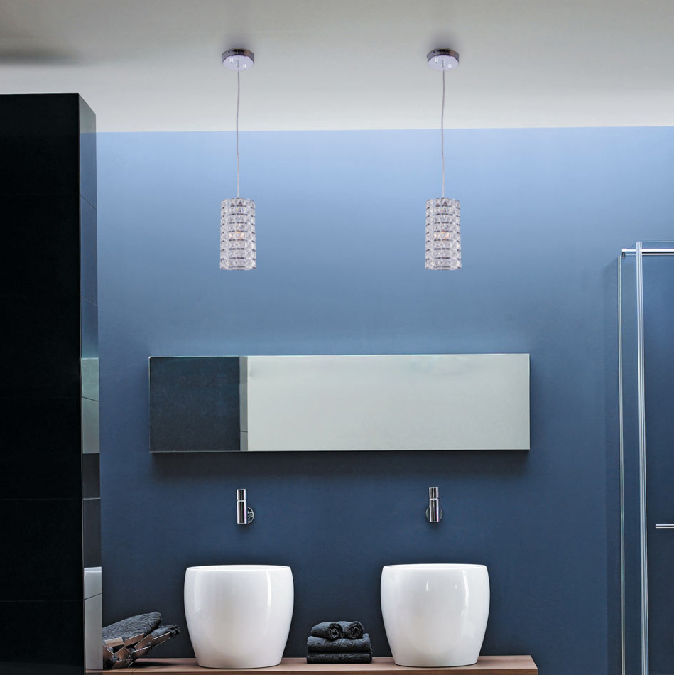 Mittelgroßes Modernes Badezimmer En Suite mit Aufsatzwaschbecken, flächenbündigen Schrankfronten, braunen Schränken, Granit-Waschbecken/Waschtisch, Eckdusche, Bidet, schwarzen Fliesen, blauer Wandfarbe und braunem Holzboden in New York