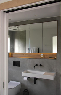Bathroom Storage Sliding Door Cabinet, Mirror Bathroom Vanity Unit