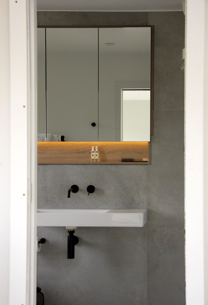 Bathroom Storage Sliding Door and Vanity Unit Contemporary Bathroom London by