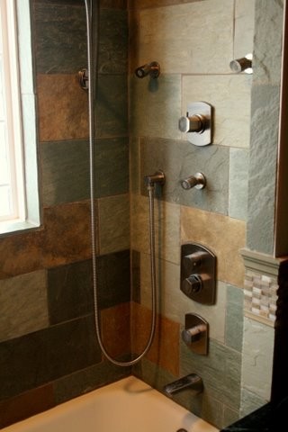 Inspiration for an eclectic bathroom remodel in Omaha