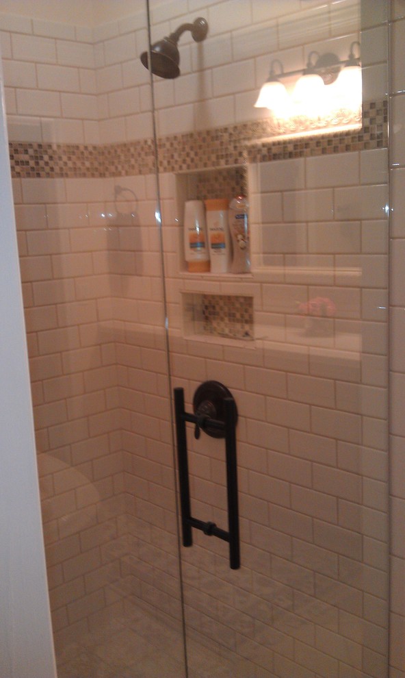 Example of a trendy bathroom design in Raleigh