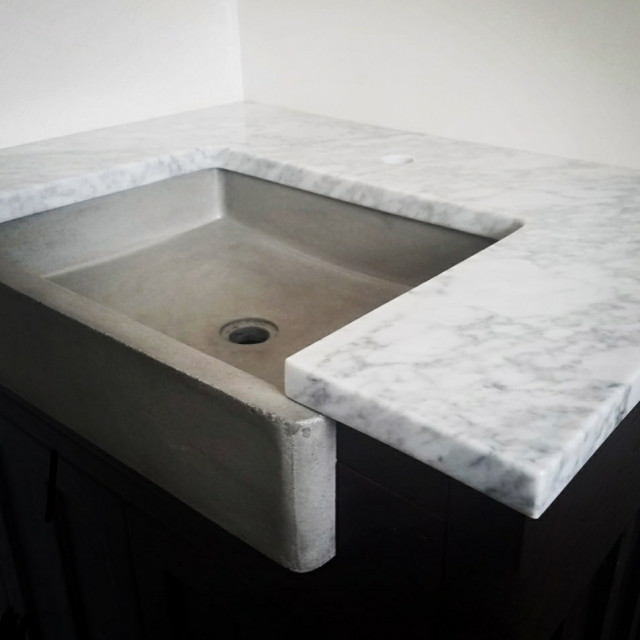 Bathroom Vanity Tops in Carrara Marble Contemporary Bathroom