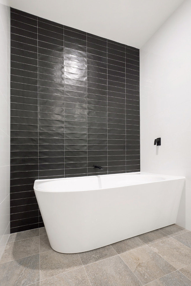 Bathroom with Black Tile Feature Wall - Modern - Bathroom - Sydney - by ...