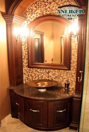 Bathroom - traditional bathroom idea in Chicago with a vessel sink and shaker cabinets