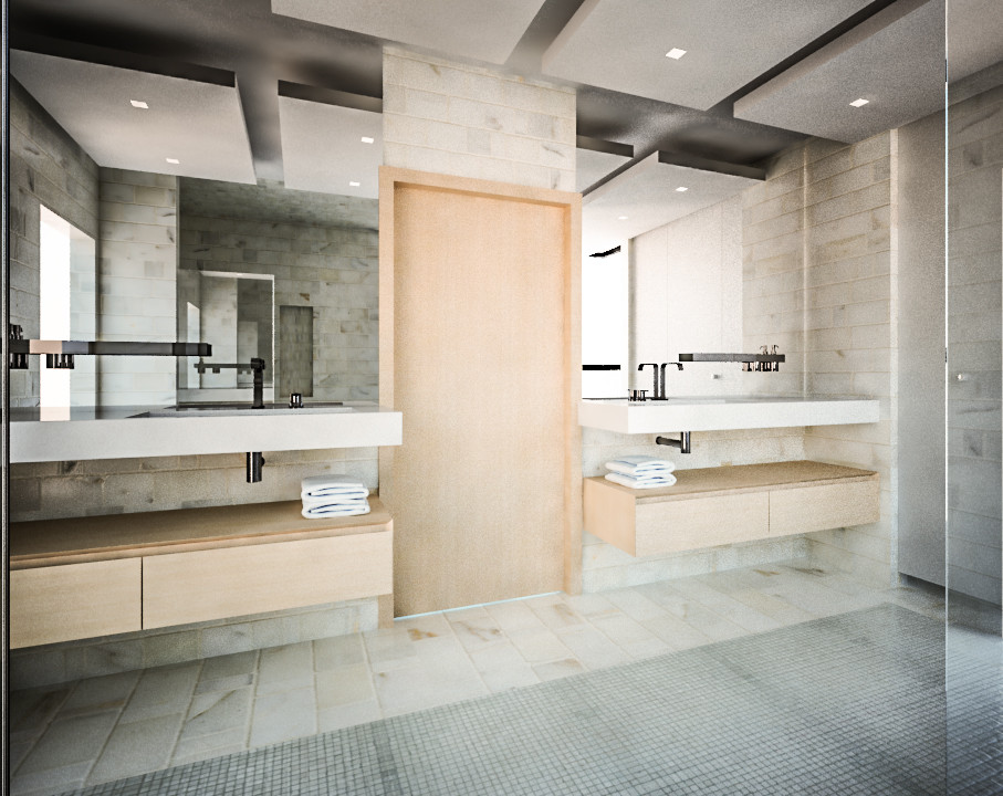 Источник вдохновения для домашнего уюта: ванная комната среднего размера в морском стиле с открытыми фасадами и светлыми деревянными фасадами