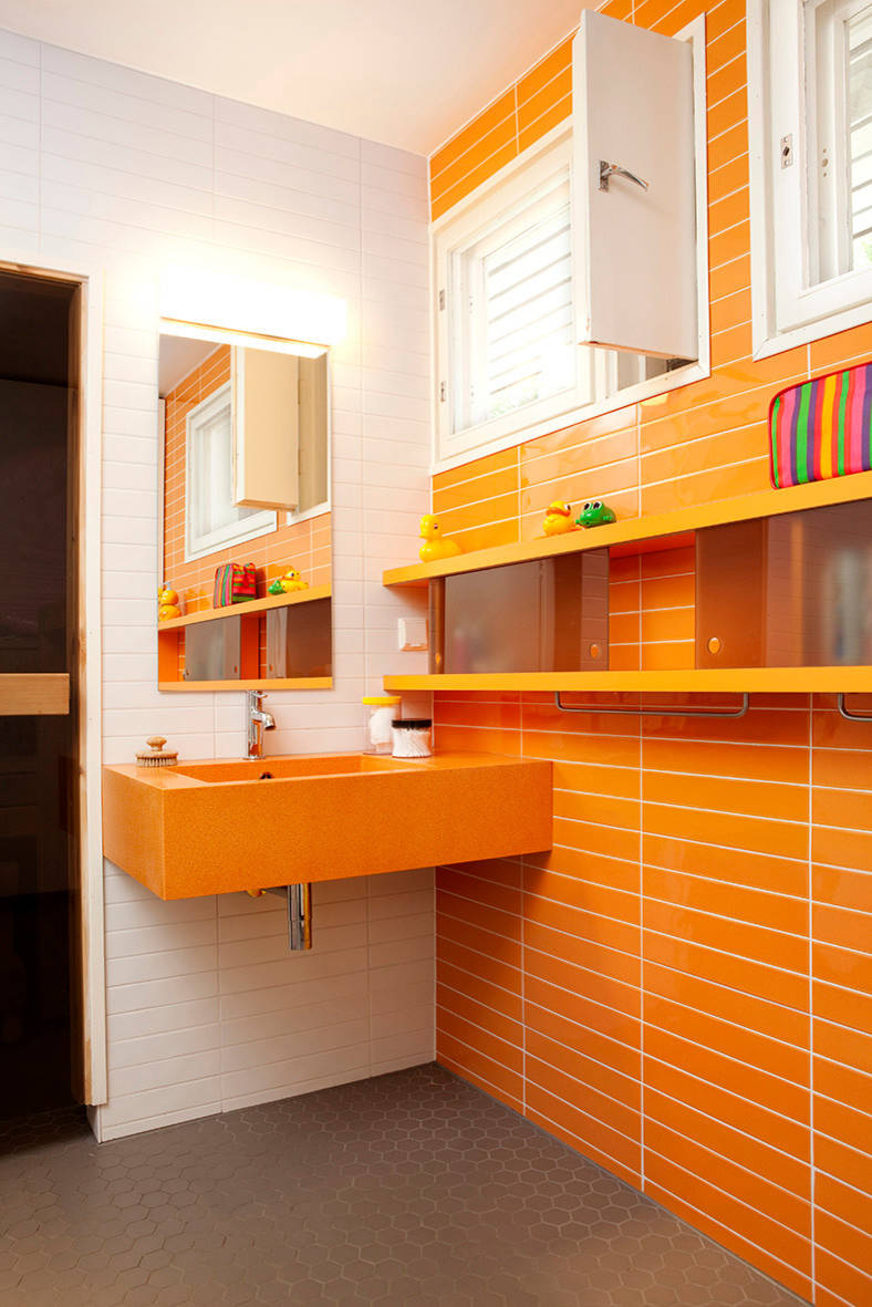 75 Orange Badezimmer mit orangen Fliesen Ideen & Bilder - Februar 2023 |  Houzz DE