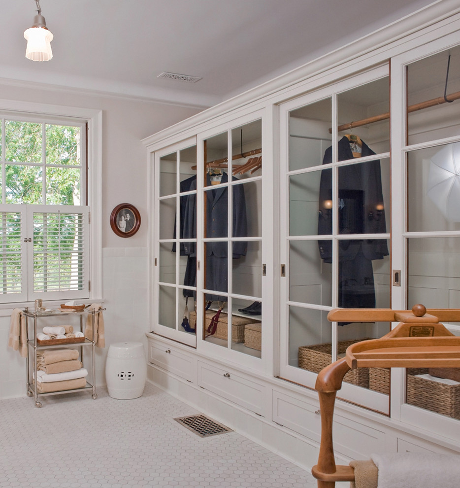 Inspiration for a timeless bathroom remodel in Boston with marble countertops