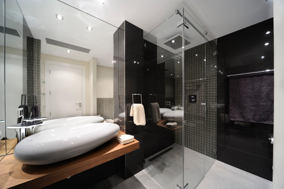 Photo of a large contemporary shower room bathroom in London.