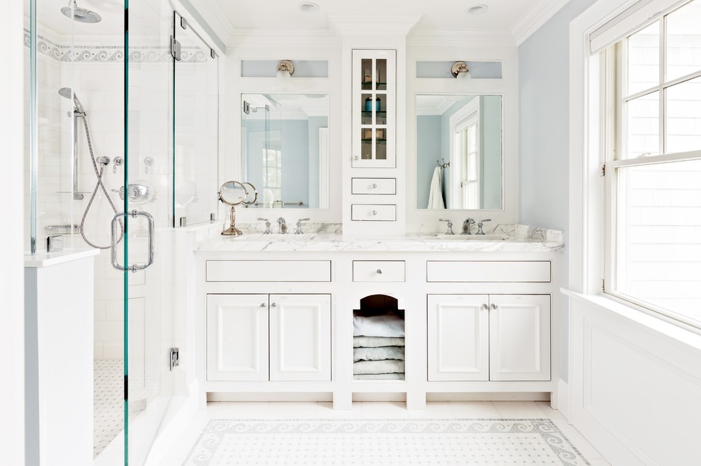 Bathroom - mid-sized coastal bathroom idea in Boston