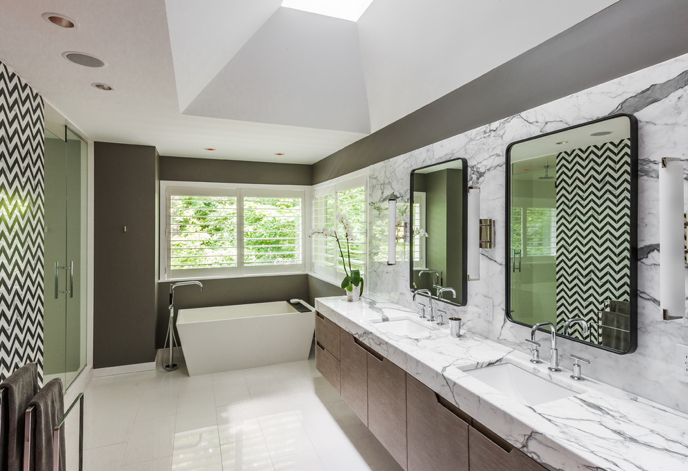Inspiration for a contemporary bathroom in Minneapolis with a freestanding bath.