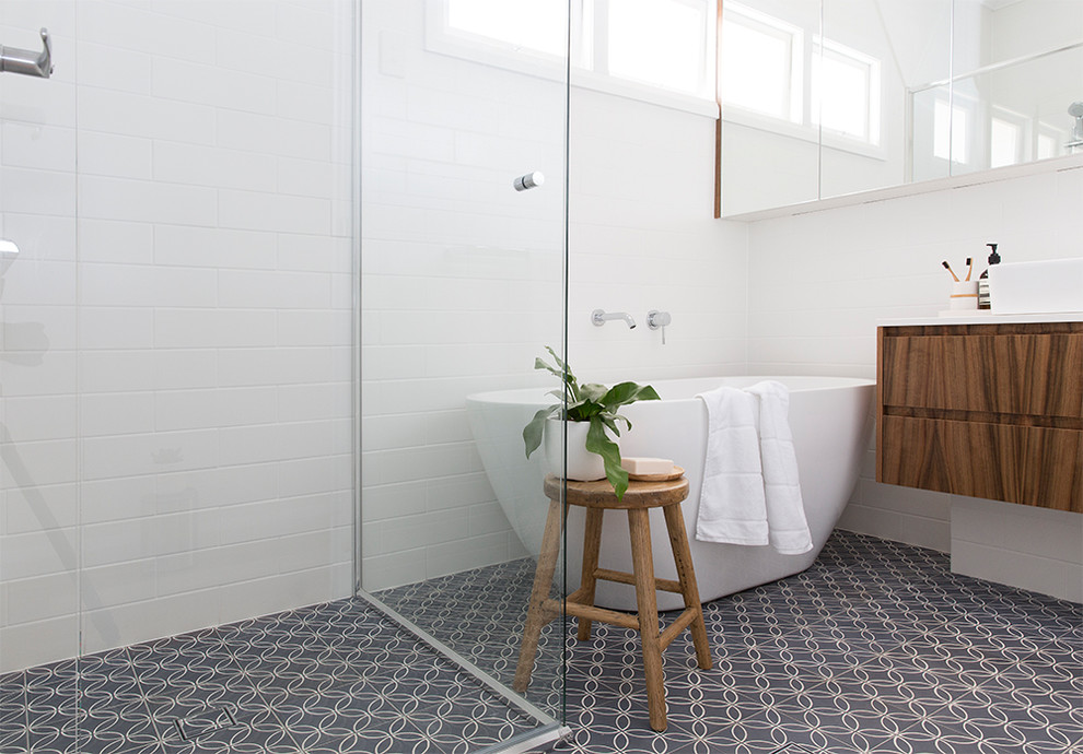 Example of a beach style bathroom design in Brisbane
