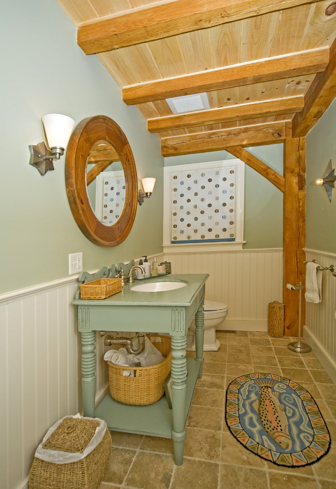 Inspiration for a coastal bathroom remodel in Boston with an undermount sink