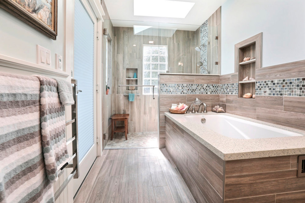 Inspiration for a coastal master bathroom remodel in Other