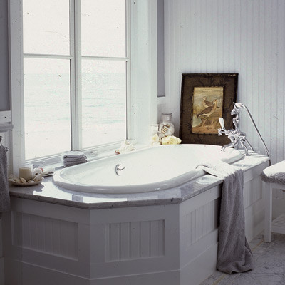 Beadboard White Carrara Marble Drop, Beadboard Tub Surround