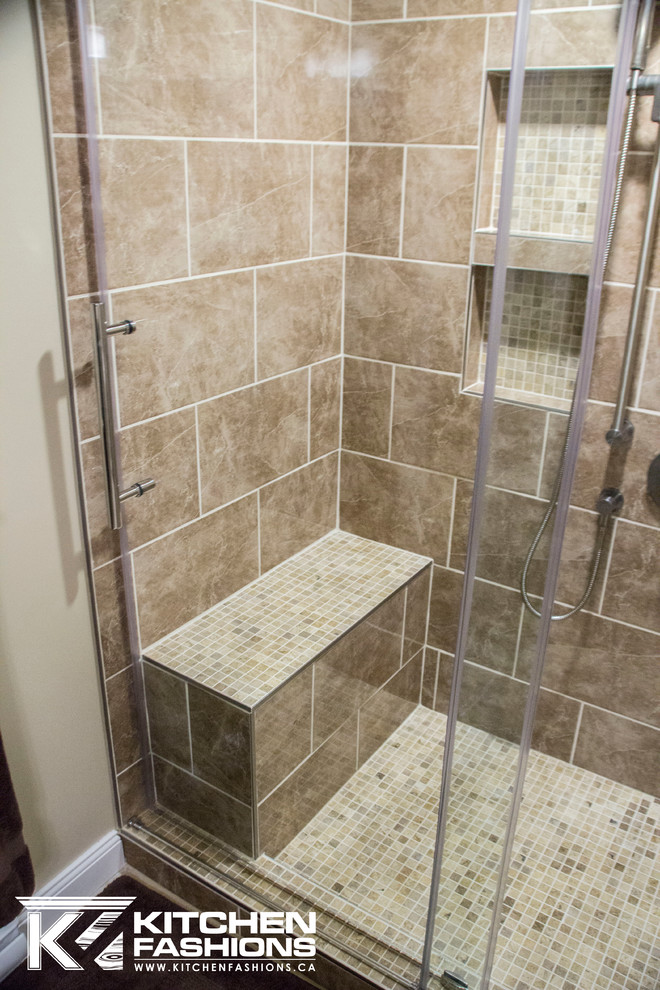 Beautiful Walk-in Tile Shower with seat - Contemporary - Bathroom ...