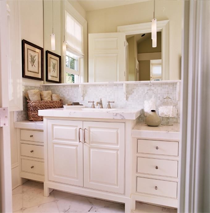 Beautiful White Bathroom Transitional Bathroom New York by