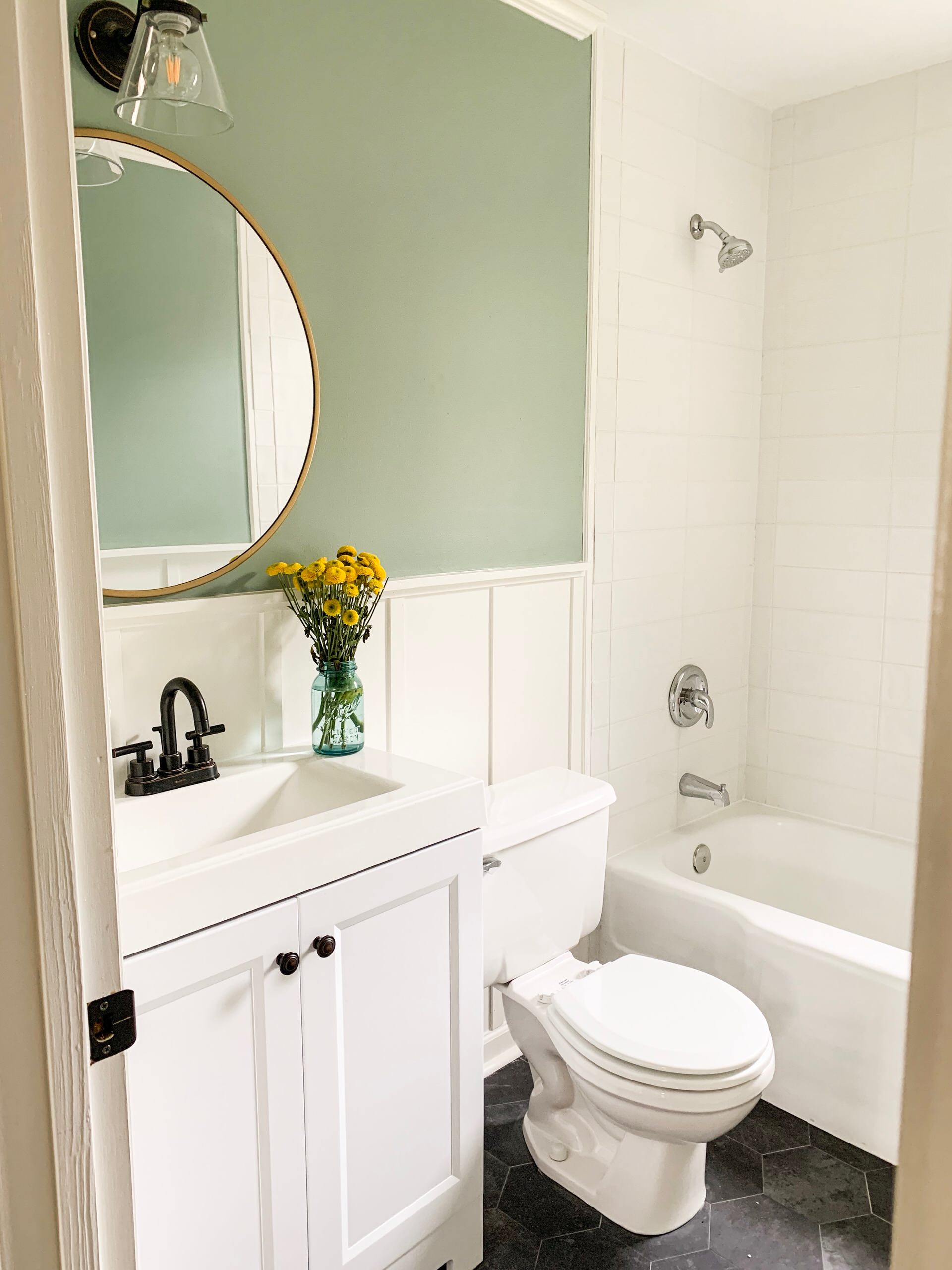 Modern Green Bathroom Makeover - Small Stuff Counts