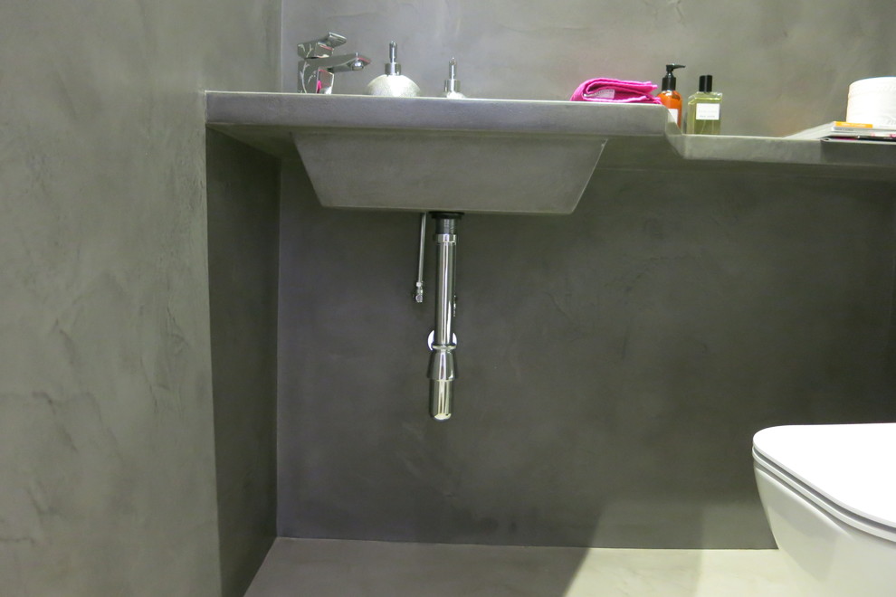 Bespoke Beton Cire Sink, Walls & Floor - Contemporary - Bathroom - London -  by Modern Home Solutions | Houzz