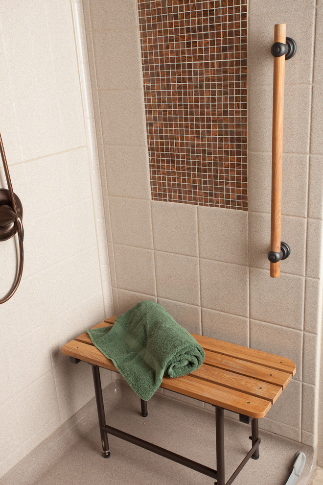 Источник вдохновения для домашнего уюта: ванная комната с душем без бортиков и открытым душем
