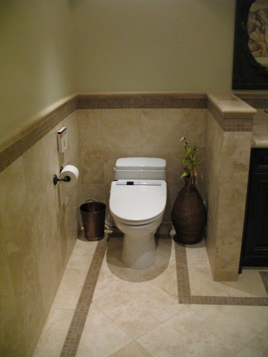 Пример оригинального дизайна: туалет в стиле фьюжн