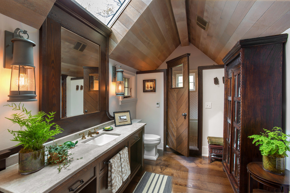 Bathroom - eclectic white tile bathroom idea in Milwaukee with white walls
